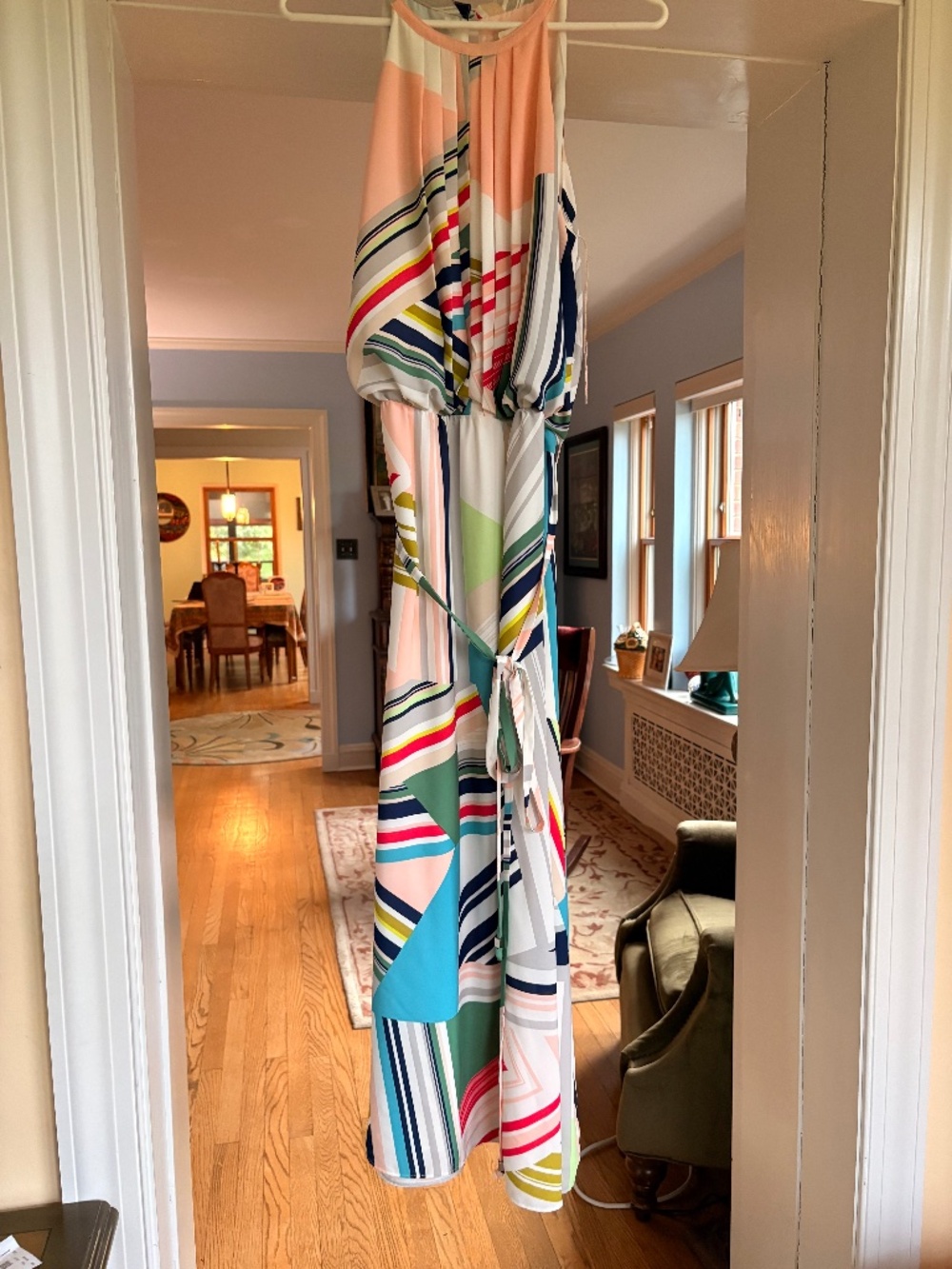 Chico's Halter Multicolor Stripe Midi Maxi Long Sundress 1.5--8/10